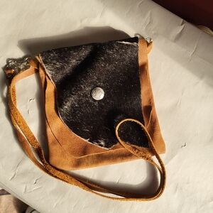 MYRA HAIR ON HIDE LEATHER SUEDE CROSSBODY BAG